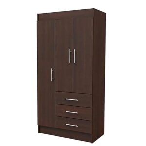 Closet color amaderado 3 puertas 3 cajones