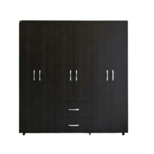 Closet color madera oscura de 6 puertas 2 cajones