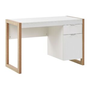 Escritorio madera pesada blanco 2 cajones