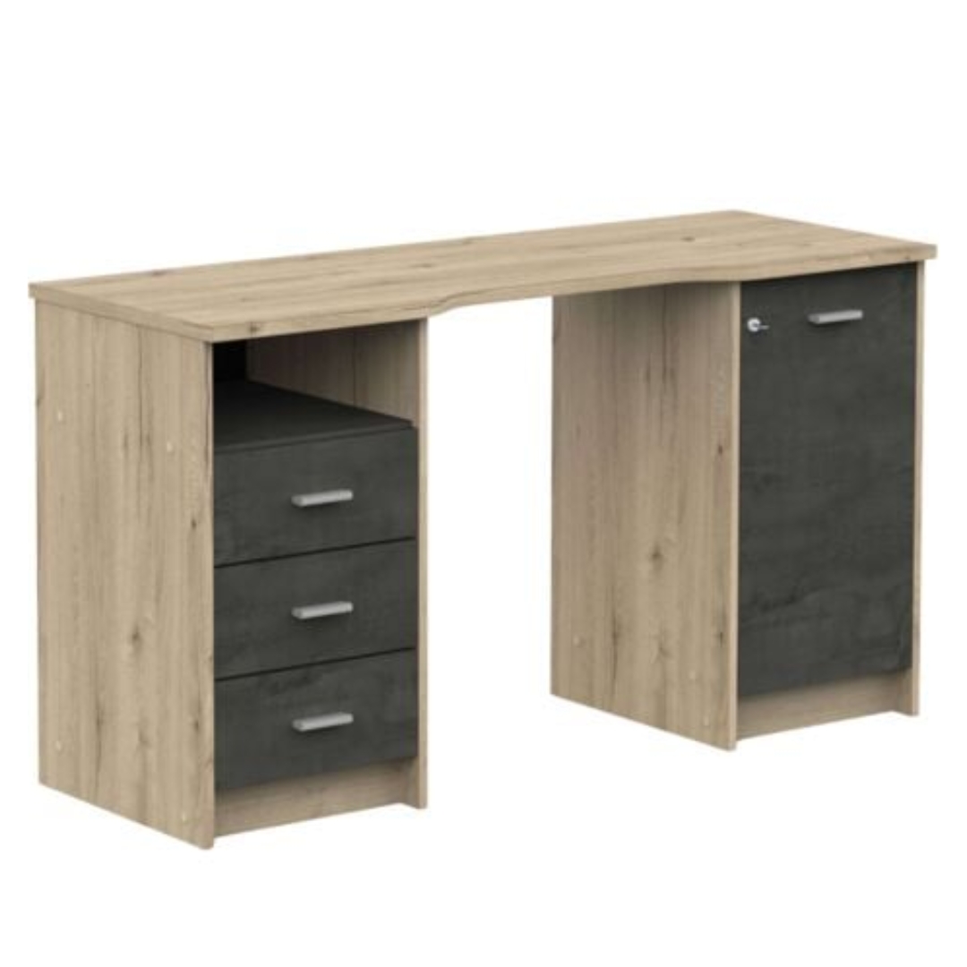 Escritorio madera pesada 3 cajones 2 compartimentos